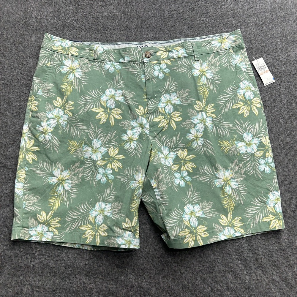 Izod Saltwater Sandbar Printed Shorts Mens 42" Classic Green‎ Floral Resort
